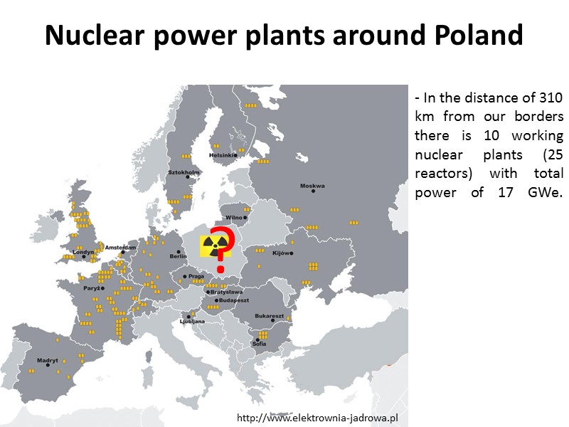 Nuclear power plants around Poland  http://www.elektrownia-jadrowa.pl - In the distance of 310 km